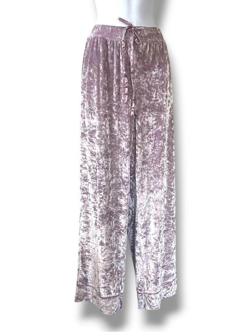 Ambrielle Velvet Pajama Lounge Pants Lavender Lilac Silky Wide Leg Quiet Luxury